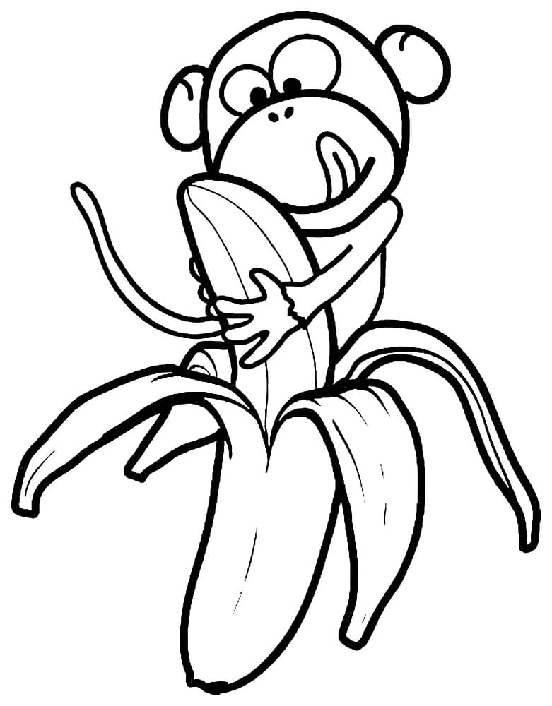 Målarbild Söt Apa och Stor Banan
