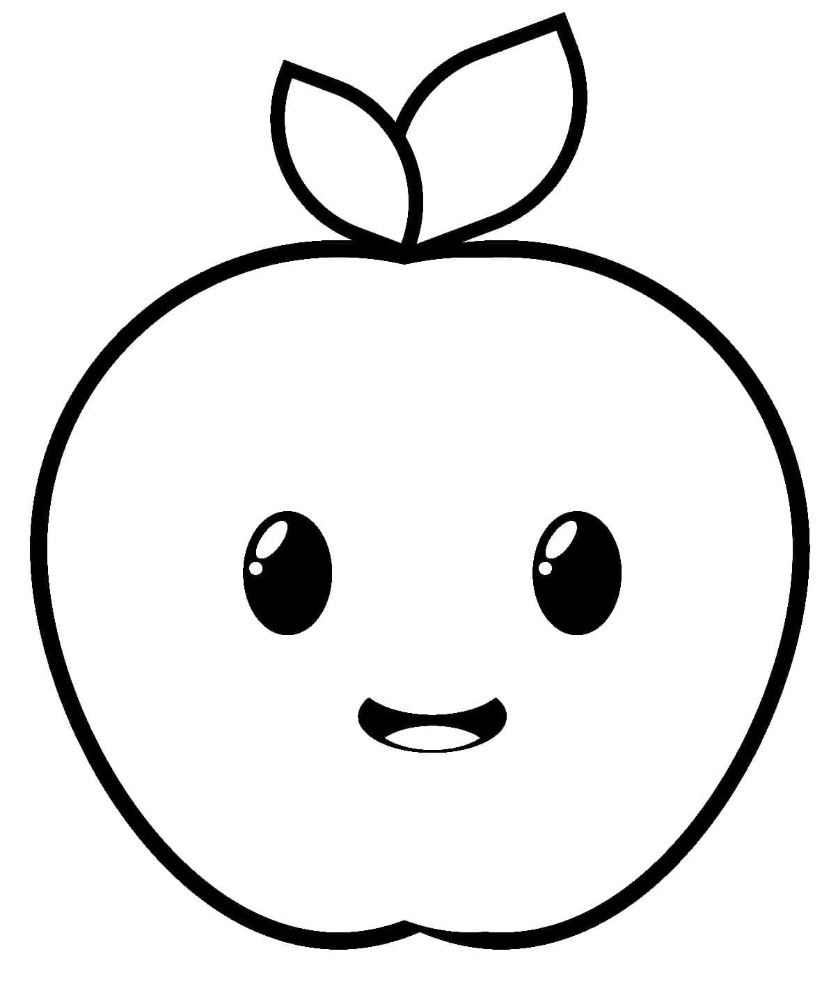 Målarbild Söt Äpple Gratis för Barn