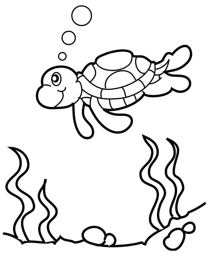 Målarbild Söt Havssköldpadda