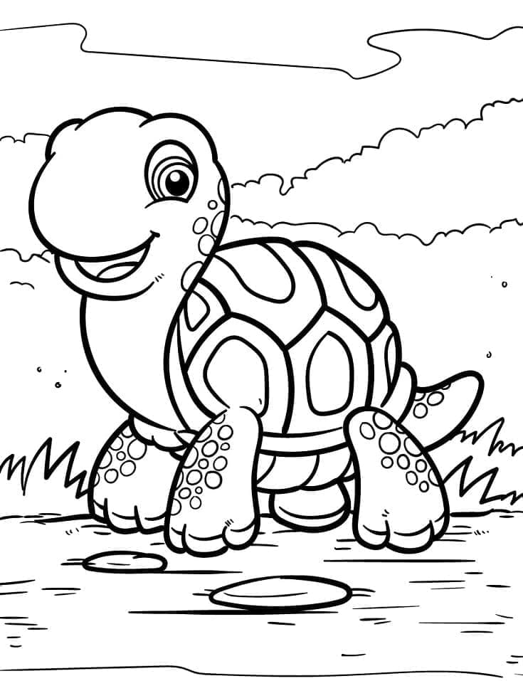Målarbild Söt Sköldpadda för Barn