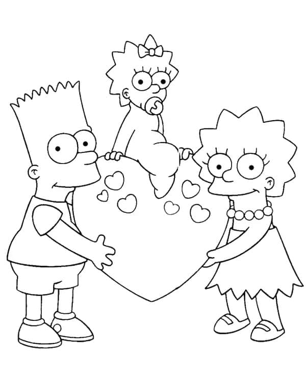 Målarbild Bart, Maggie och Lisa