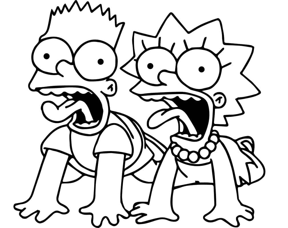 Målarbild Bart och Lisa