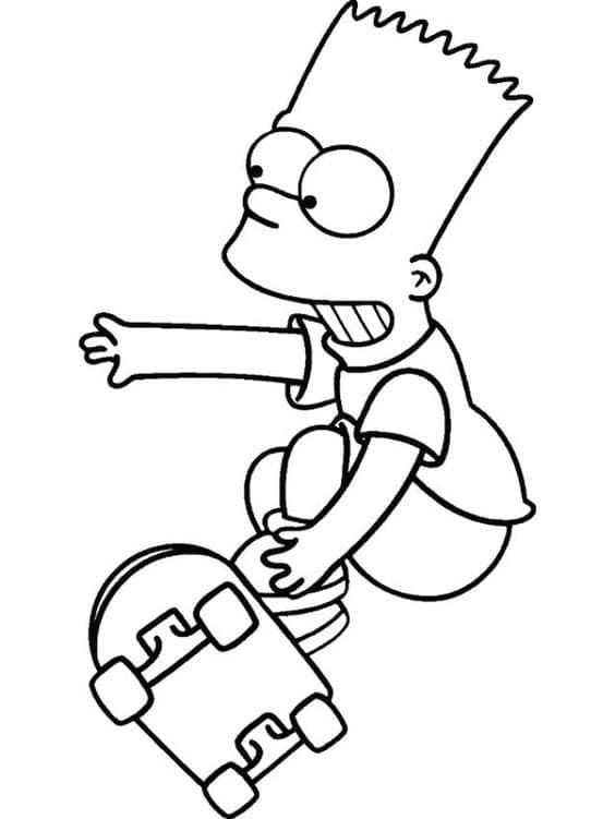 Målarbild Bart Simpson åker Skateboard