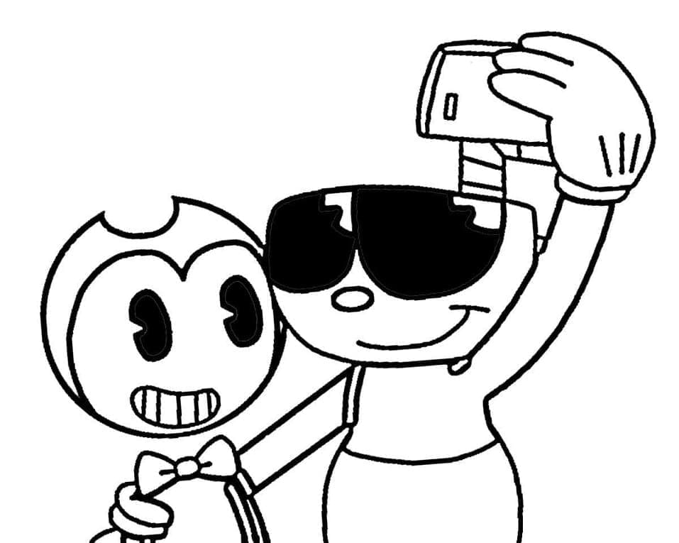 Målarbild Bendy och Cuphead