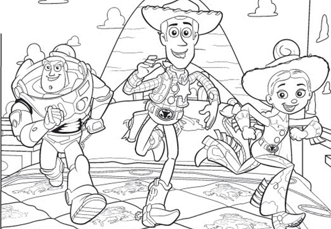 Målarbild Buzz Lightyear, Woody och Jessie