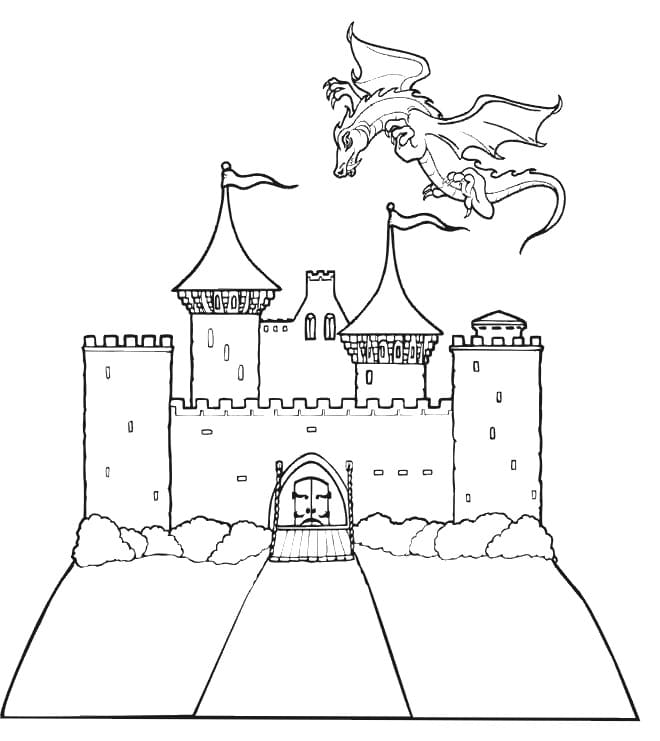Målarbild Drake och Slott
