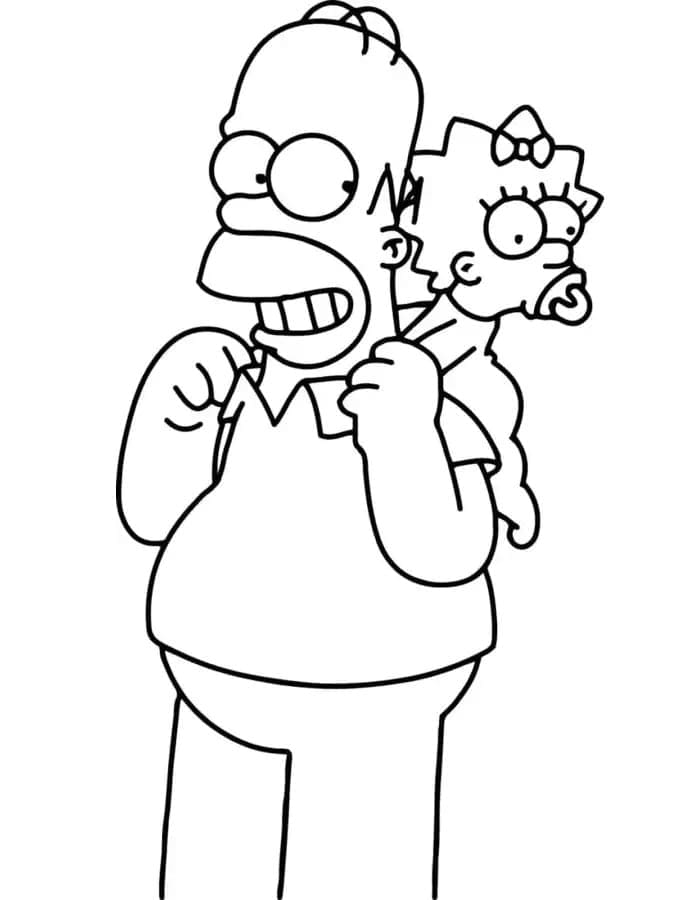 Målarbild Homer och Maggie