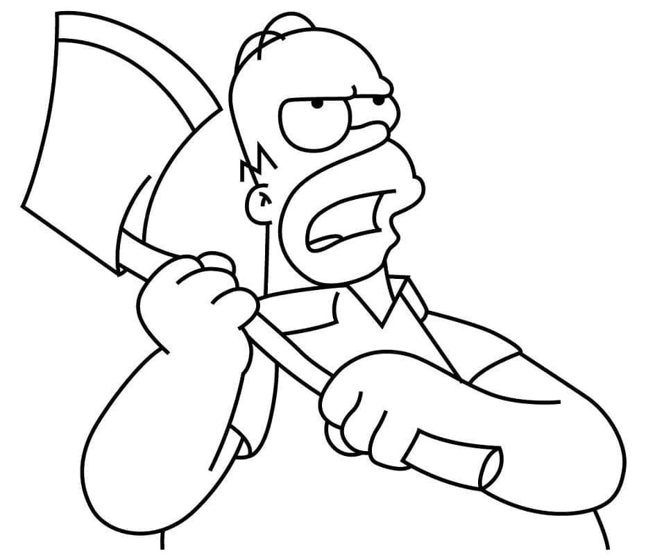 Målarbild Homer Simpson med Yxa