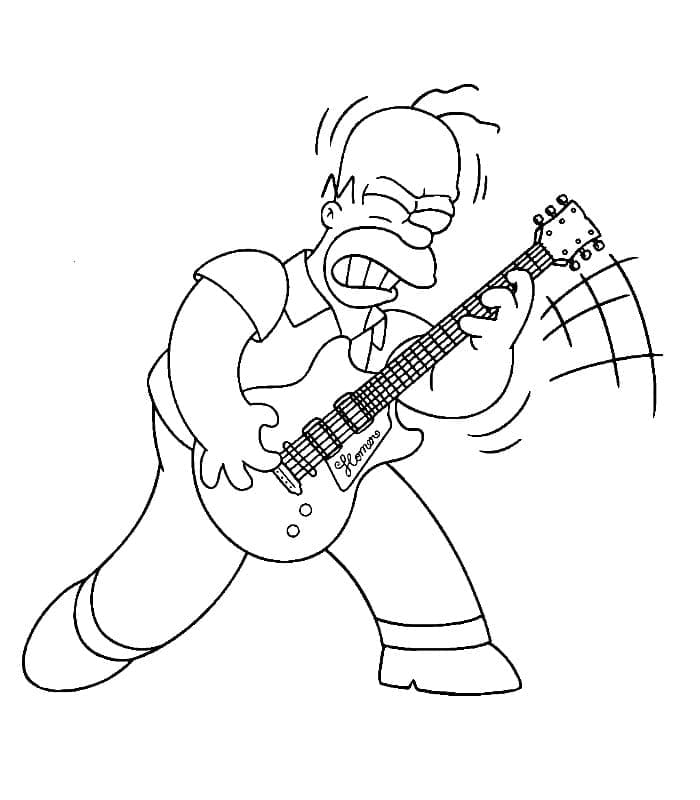 Målarbild Homer Simpson Spelar Gitarr