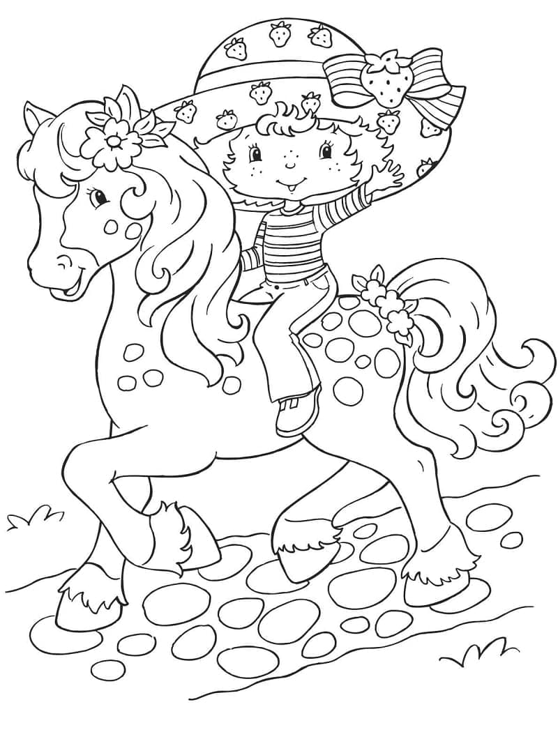 Målarbild Jordgubbs-Lisa och Häst