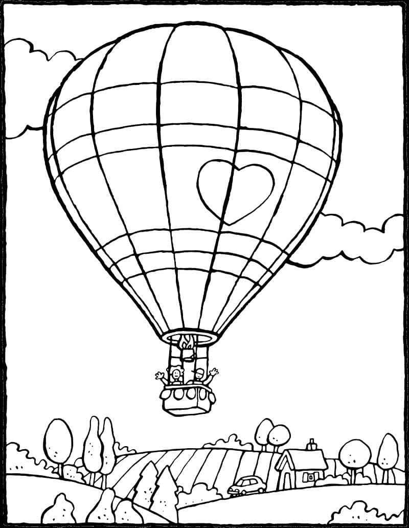 Målarbild Luftballong Gratis för Barn
