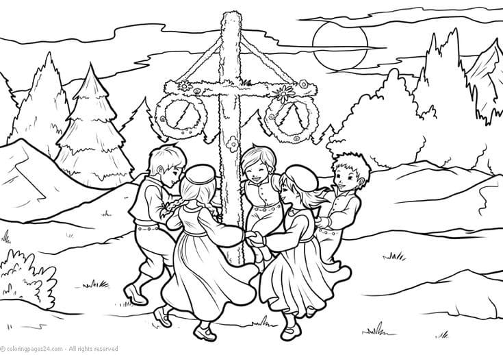 M larbild Midsommarst ng 1 Skiv Ut Gratis P Malarbilder se