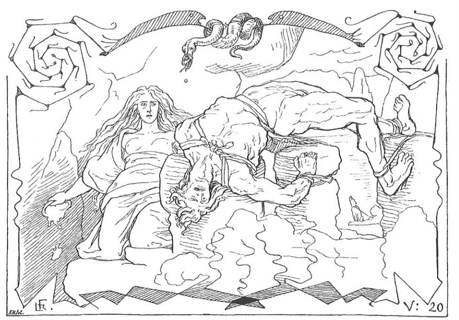 Målarbild Nordisk Mytologi Loki och Sigyn