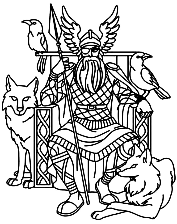 Målarbild Odin från Nordisk Mytologi