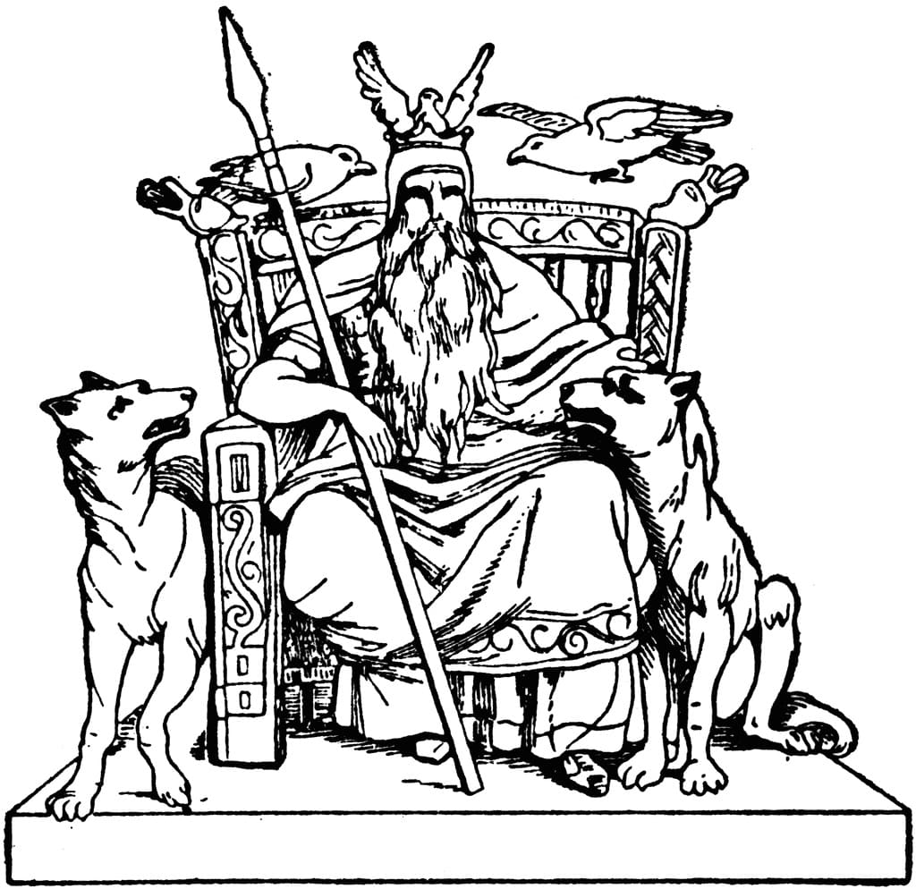 Målarbild Odin i Nordisk Mytologi