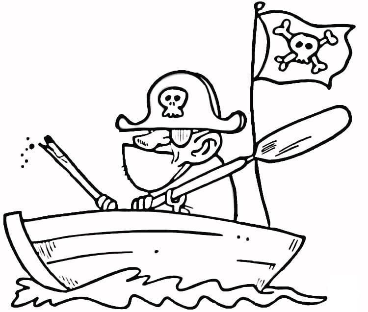 Målarbild Pirat på Båt