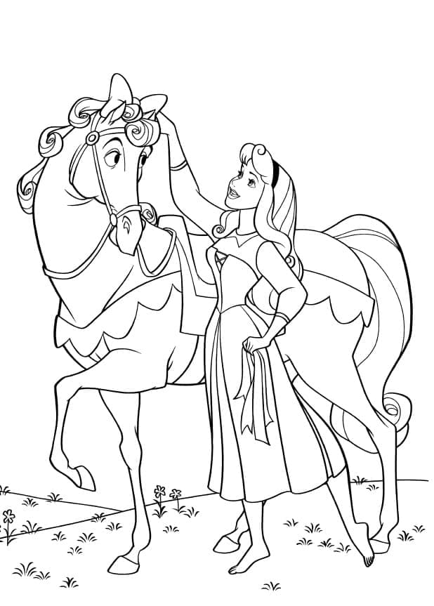 Målarbild Prinsessan Aurora och Häst