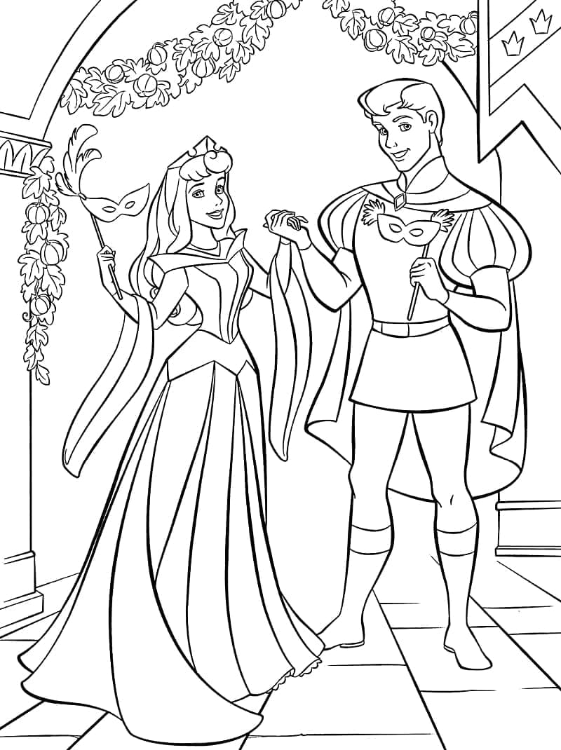 Målarbild Prinsessan Aurora och Prins Filip