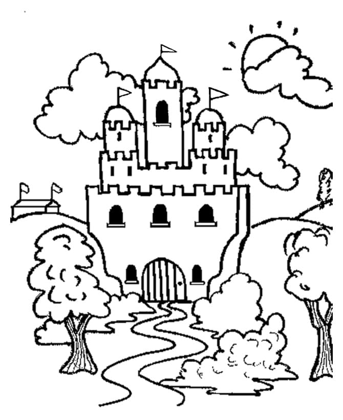Målarbild Slott i Skogen