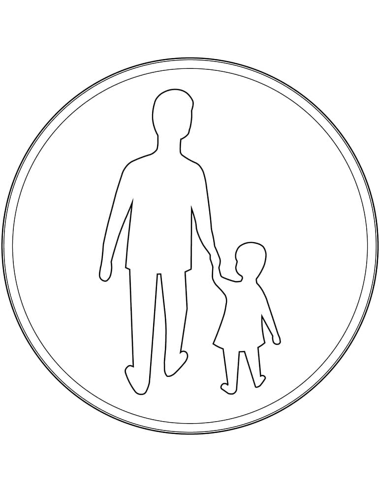 Målarbild Vägmärken i Sverige - Påbjuden gångbana
