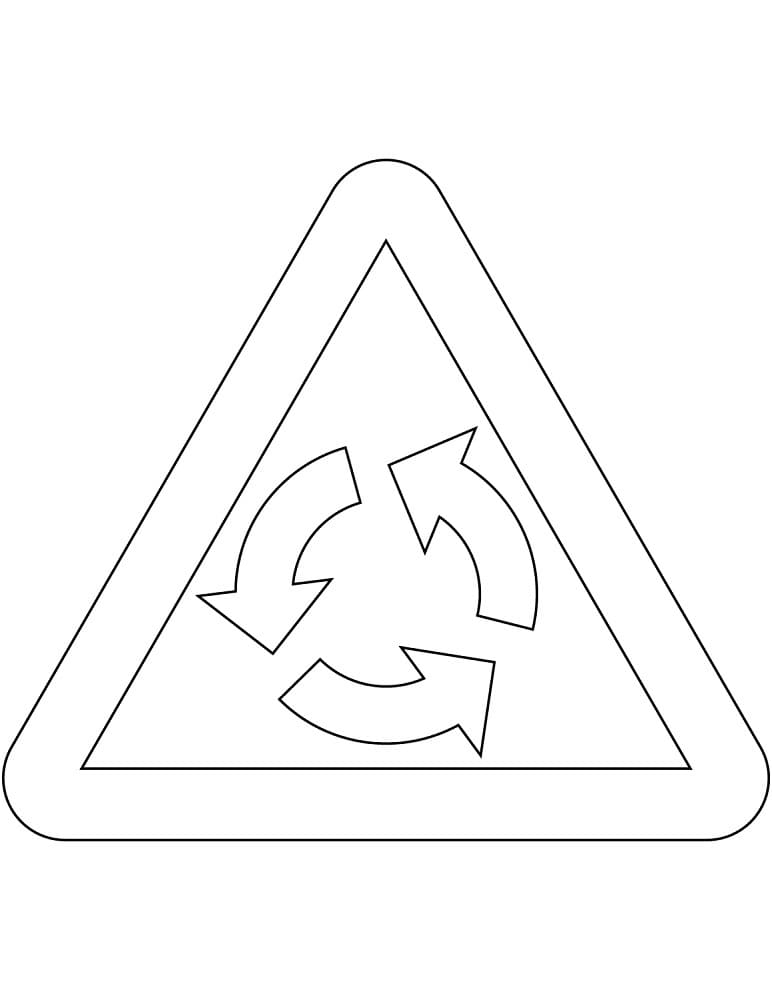 Målarbild Vägmärken i Sverige - Varning för cirkulationsplats