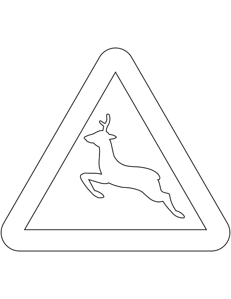 Målarbild Vägmärken i Sverige - Varning för hjortdjur