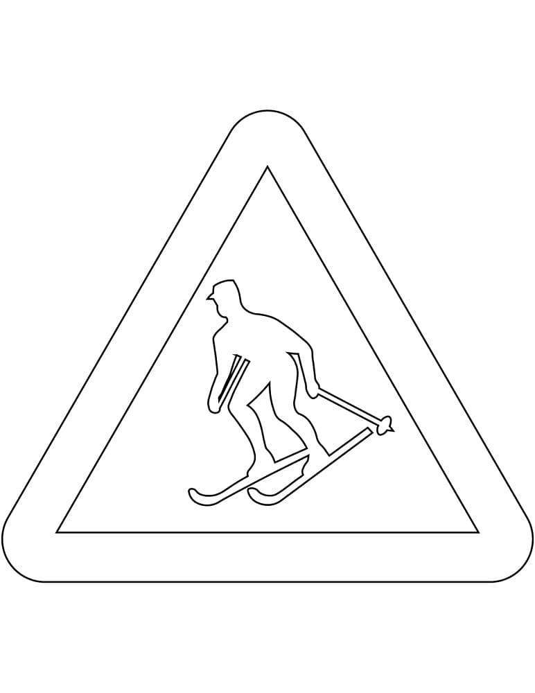 Målarbild Vägmärken i Sverige – Varning för skidåkare