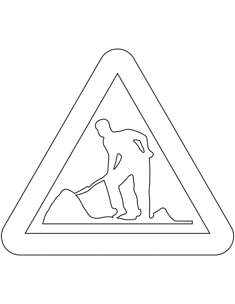 Målarbild Vägmärken i Sverige – Varning för vägarbete