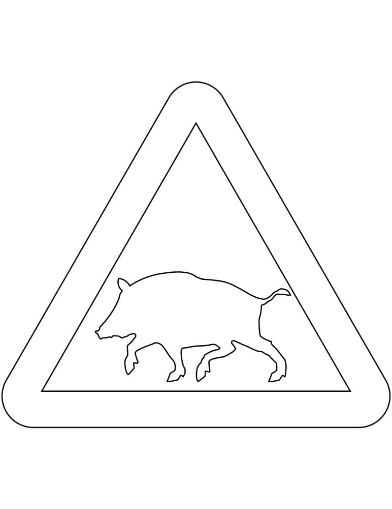 Målarbild Vägmärken i Sverige - Varning för vildsvin