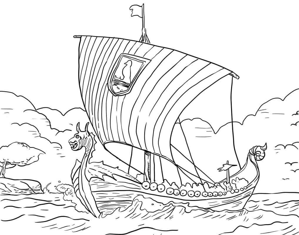 Målarbild Vikingatidens skepp