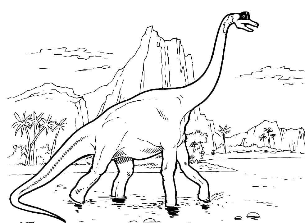Målarbild Brachiosaurus Dinosaurie