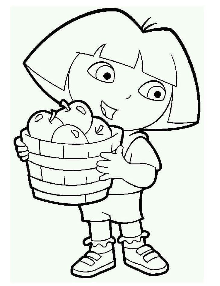 Målarbild Dora och Äppelhink