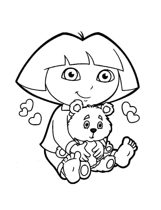 Målarbild Dora och Nallebjörnen
