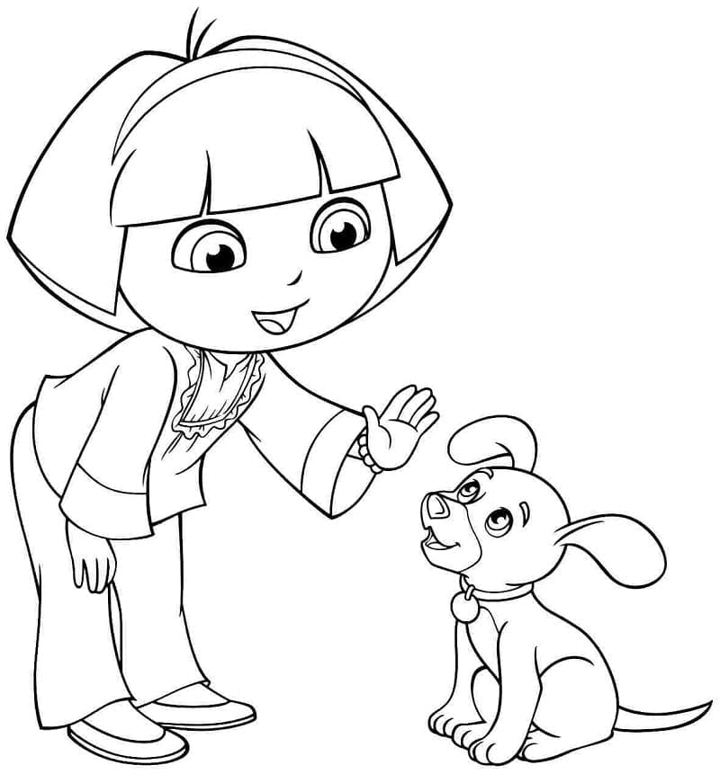 Målarbild Dora och Valp