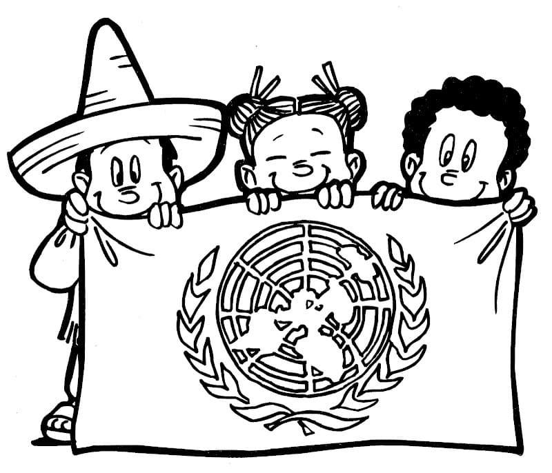 Målarbild FN Flagga 1