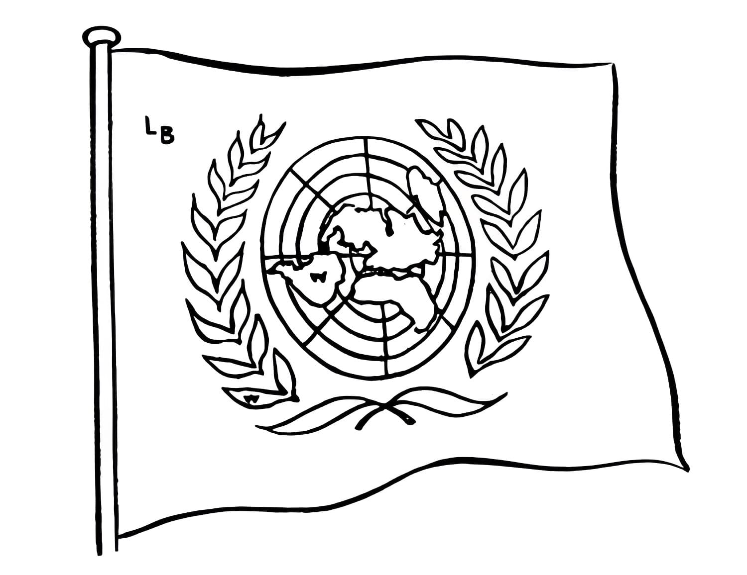 Målarbild FN Flagga 2