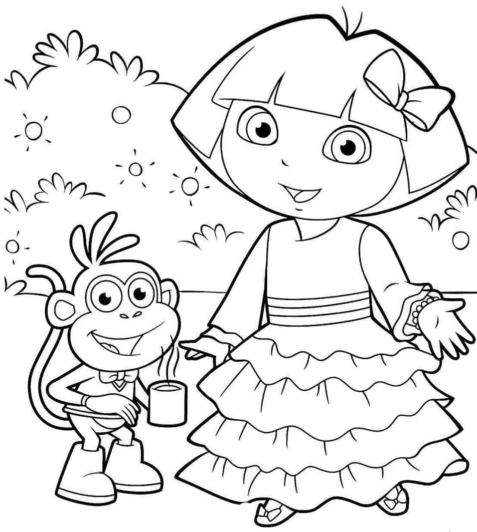 Målarbild Glad Boots och Dora
