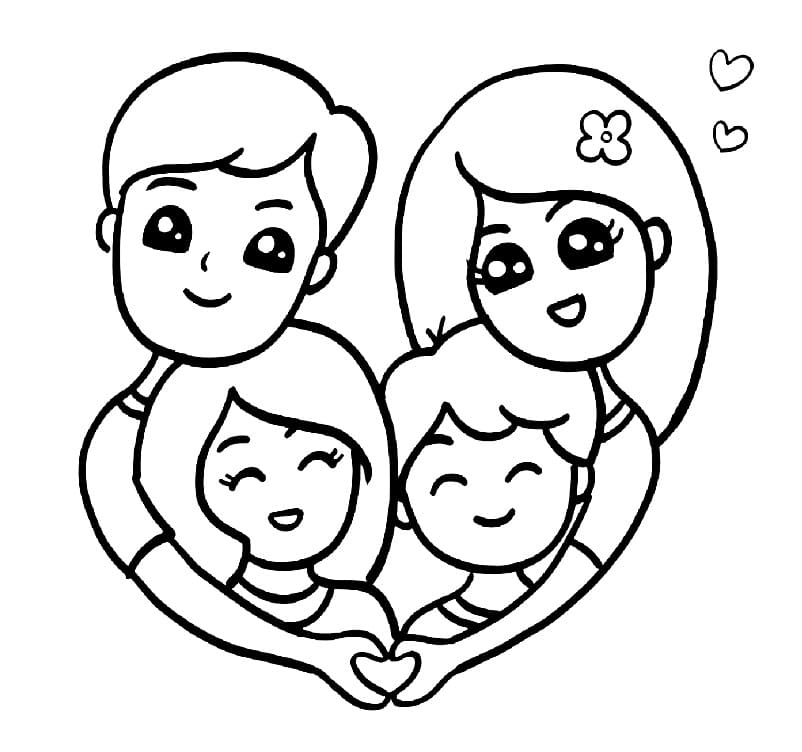 Målarbild Mamma, Pappa och Barn