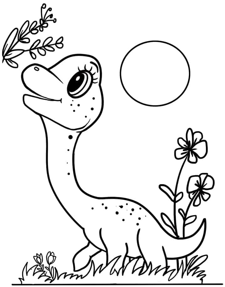 Målarbild Söt Brachiosaurus