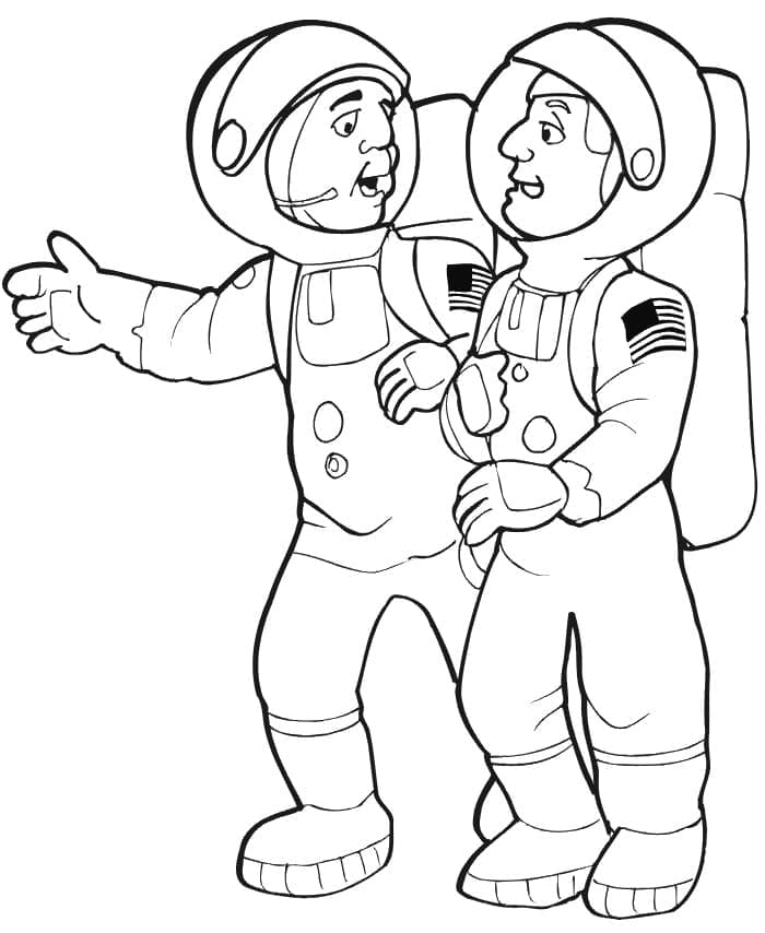Målarbild Två Astronauter
