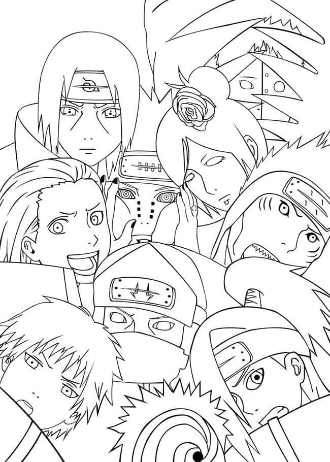 Målarbild Akatsuki från Naruto