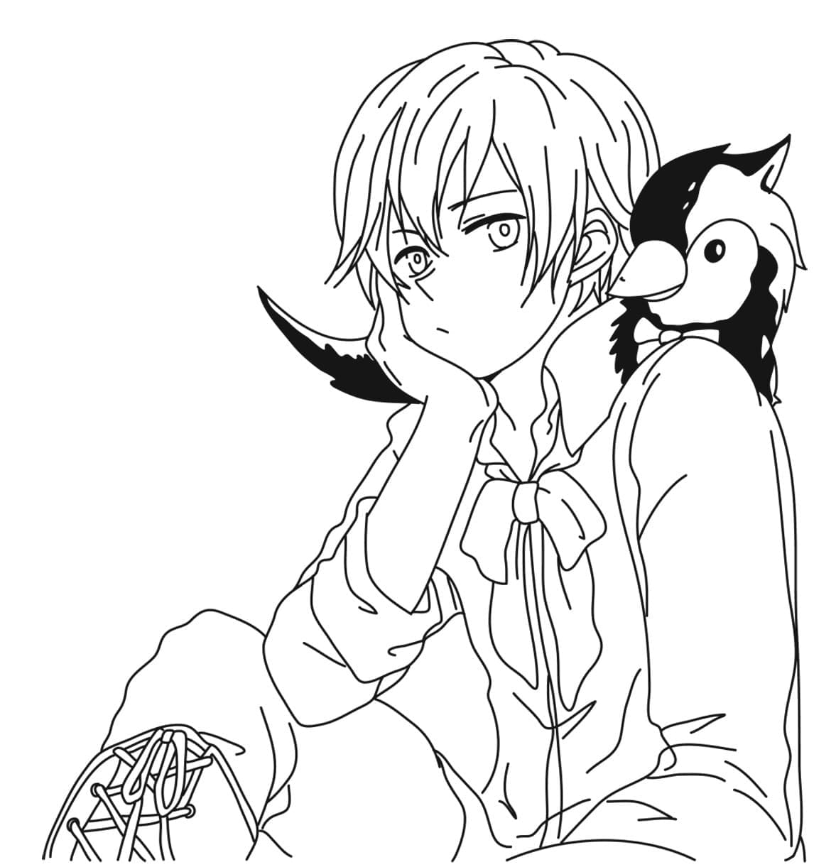 Målarbild Anime Pojke och Hans Husdjur