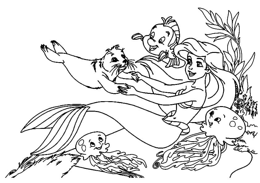 Målarbild Ariel och Havsdjur