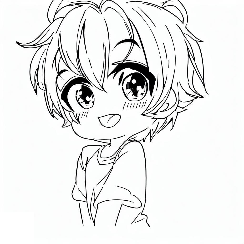 Målarbild Bedårande Anime Pojke