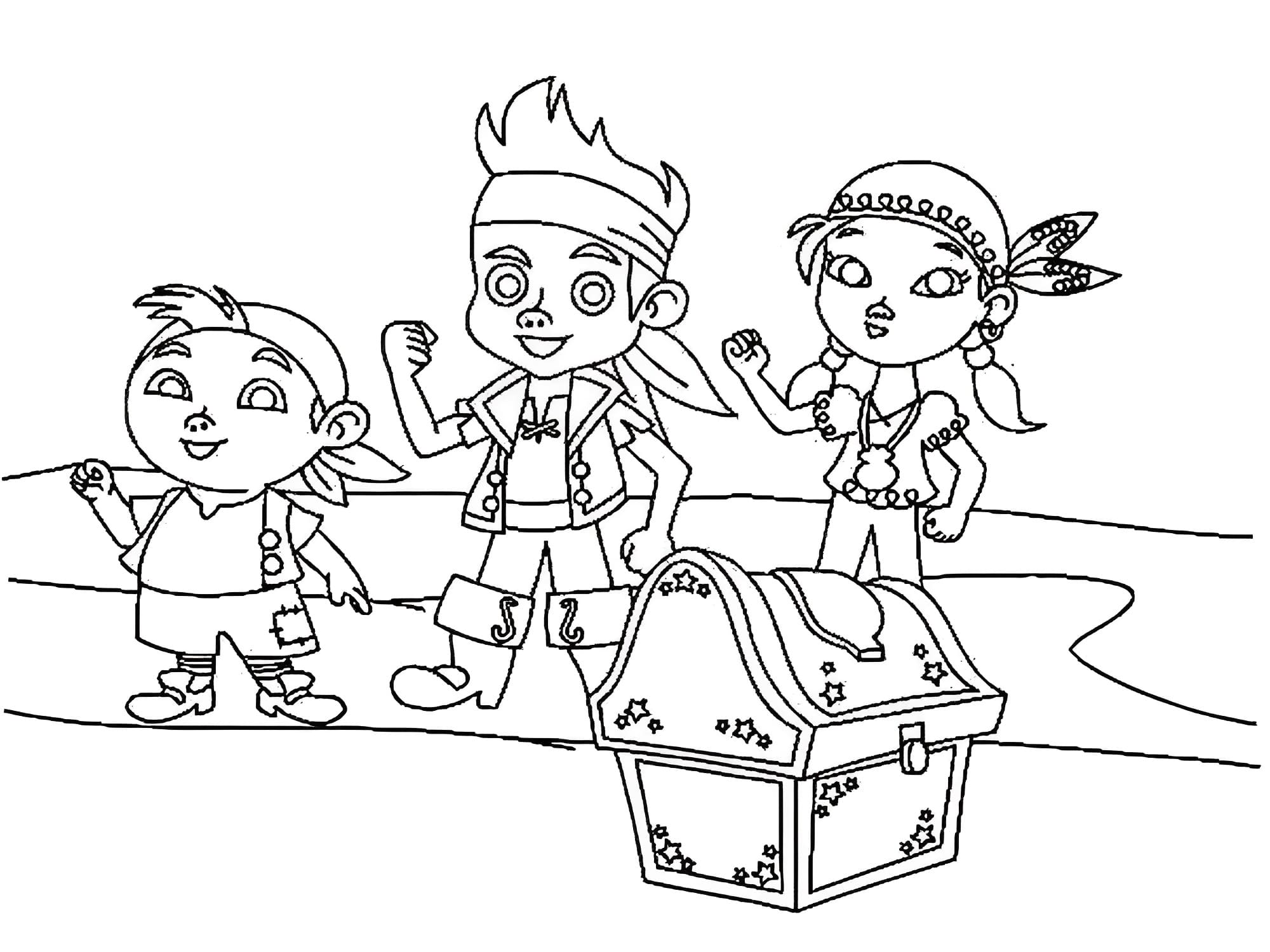 Målarbild Cubby, Izzy och Jake från Jake och Piraterna