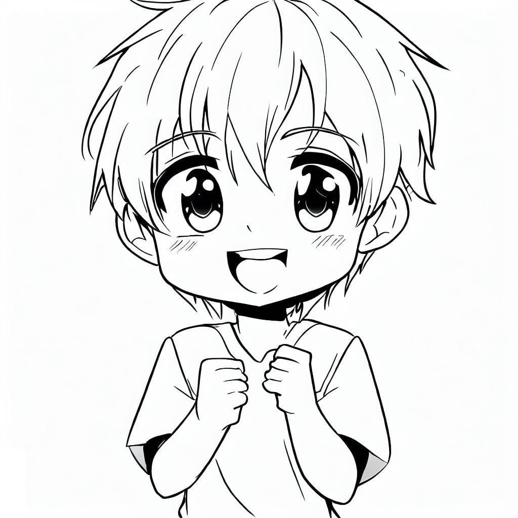 Målarbild Glad Anime Pojke