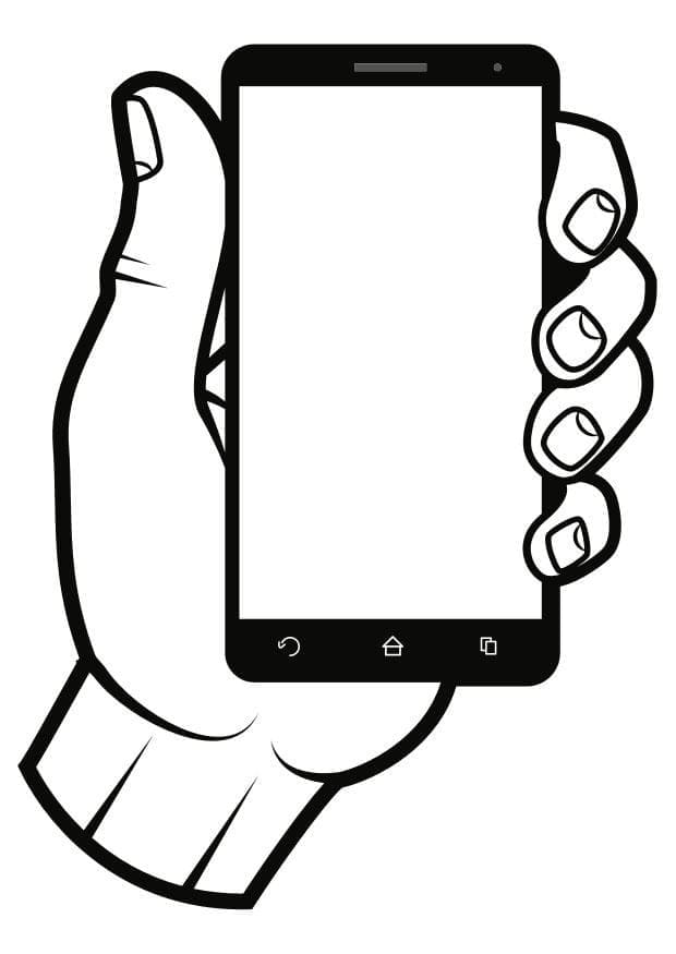 Målarbild Hand Som Håller Telefon