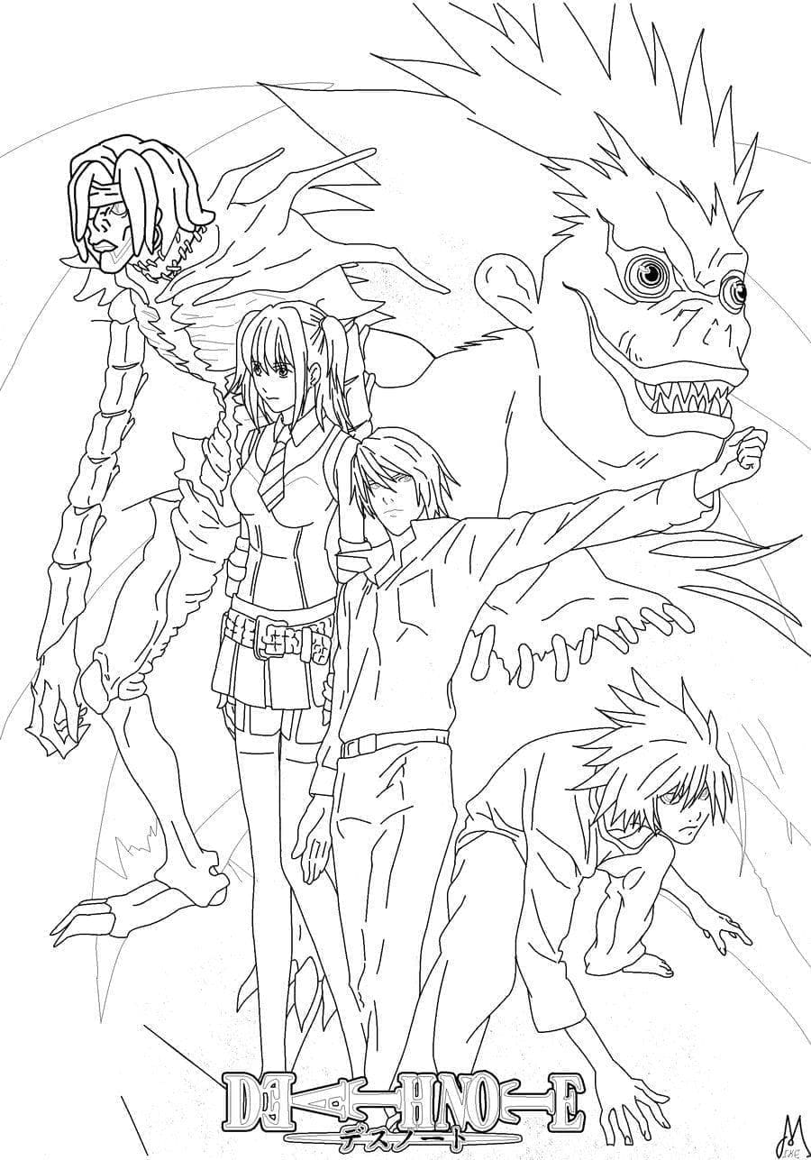 Målarbild Karaktärer från Death Note