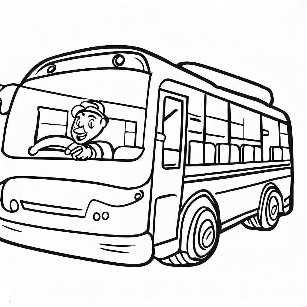 Målarbild Körande Buss