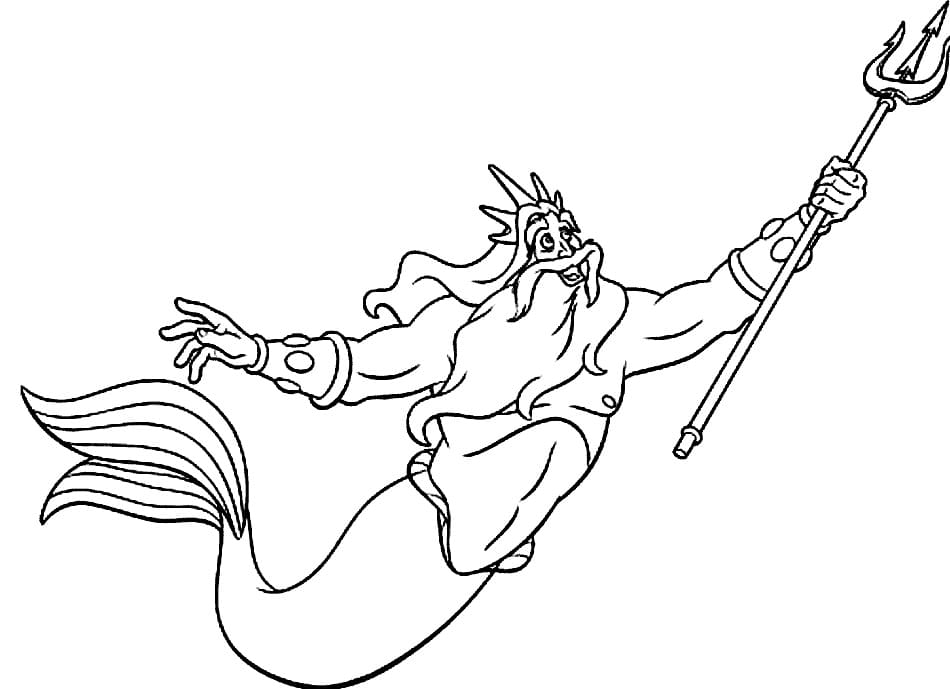 Målarbild Kung Triton från Den Lilla Sjöjungfrun